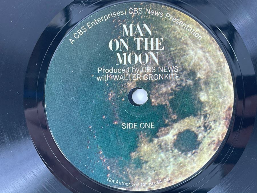 JUST ADDED - Vintage Man On The Moon Narrated By Walter Cronkite 45RPM Record [Photo 3]