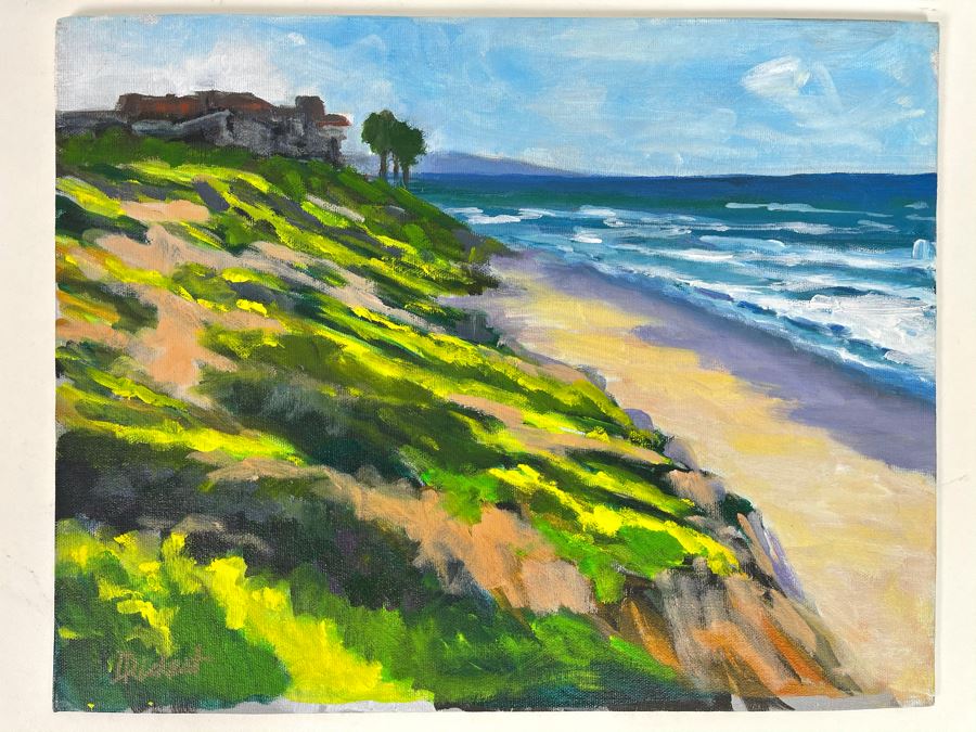 Original Plein Air Painting Of Terramar Beach, Carlsbad By Local California Impressionist Artist David Rickert 11 X 14