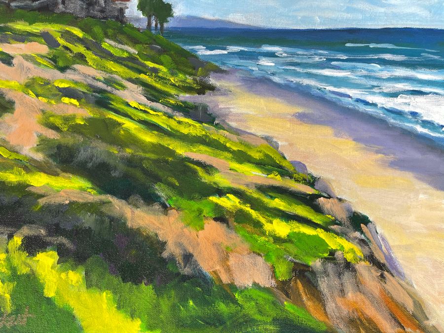 Original Plein Air Painting Of Terramar Beach, Carlsbad By Local 