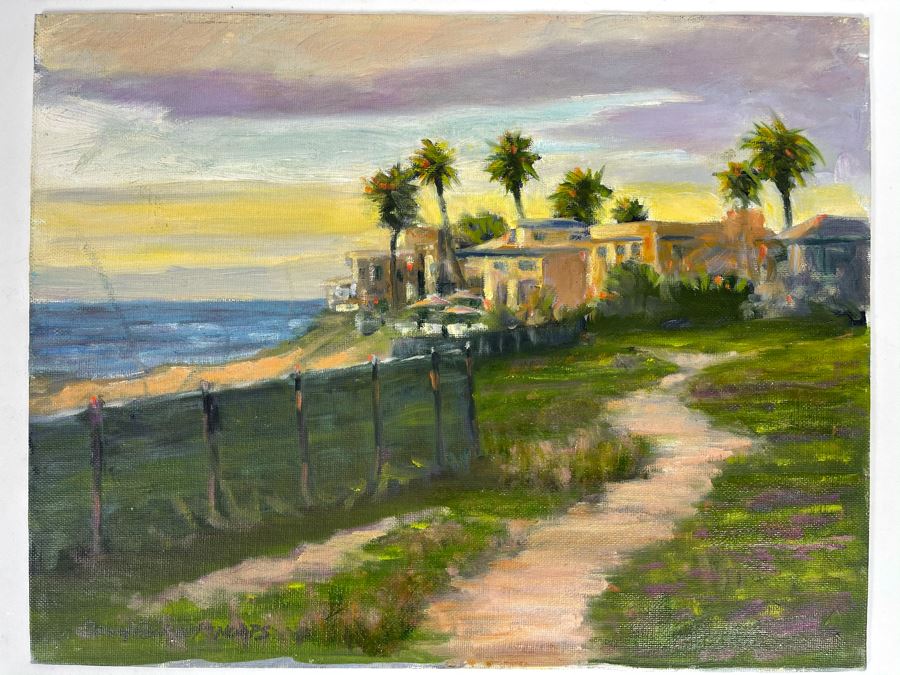 Original Plein Air Painting Of Terramar Beach Carlsbad Titled 'Along The Fence' By Local California Impressionist Artist David Rickert 11 X 14 (Artist Note: I Had To Return To Scene Several Times Due To Dusk Light. Monet Did That With His Haystacks) [Photo 2]