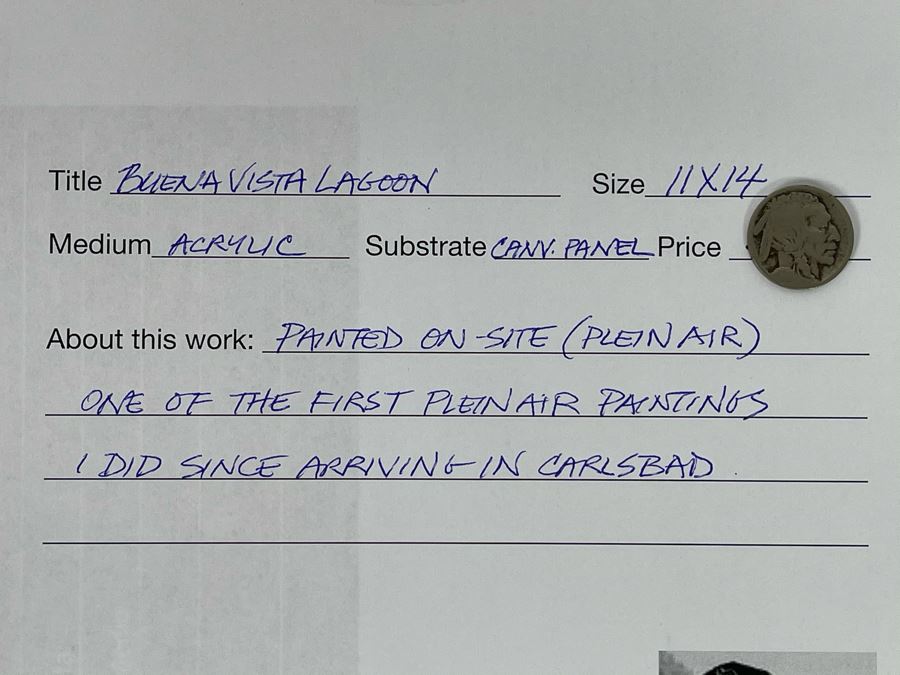 Original Plein Air Painting Of Buena Vista Lagoon In Carlsbad / Oceanside By Local California Impressionist Artist David Rickert (One Of His First Plein Air California Paintings) 11 X 14 [Photo 8]