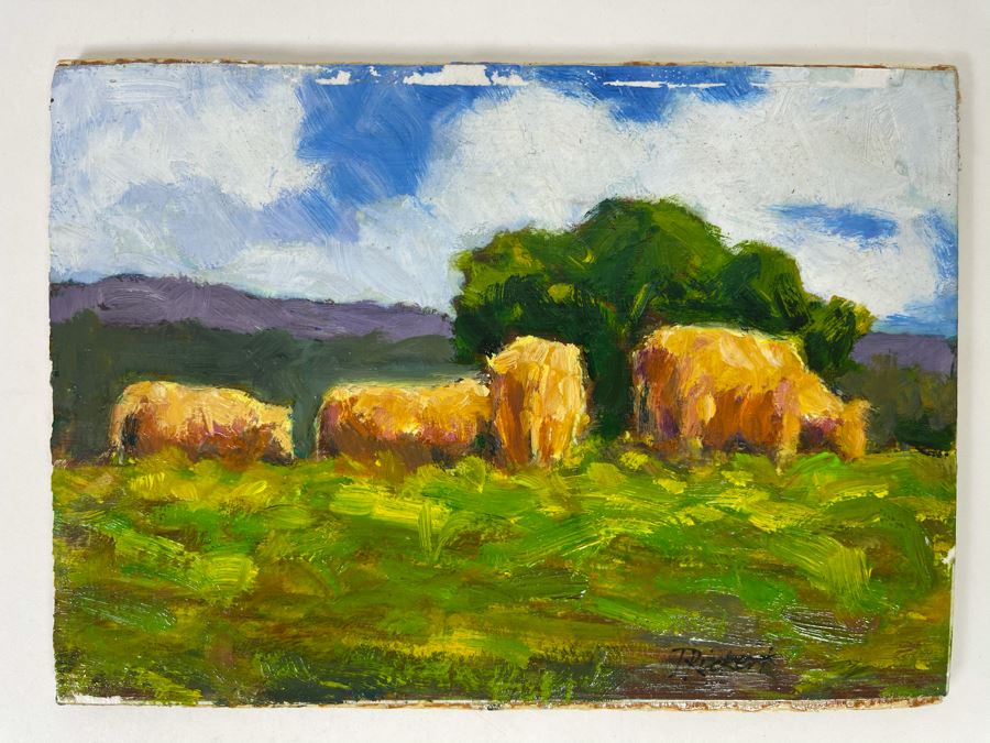Original Plein Air Painting Of Cows In Pasture On Board By Local California Impressionist Artist David Rickert 7 X 5 [Photo 2]