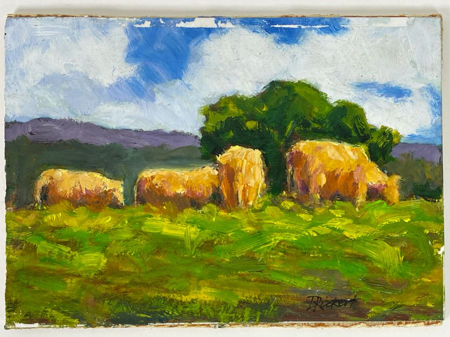Original Plein Air Painting Of Cows In Pasture On Board By Local California Impressionist Artist David Rickert 7 X 5 [Photo 3]