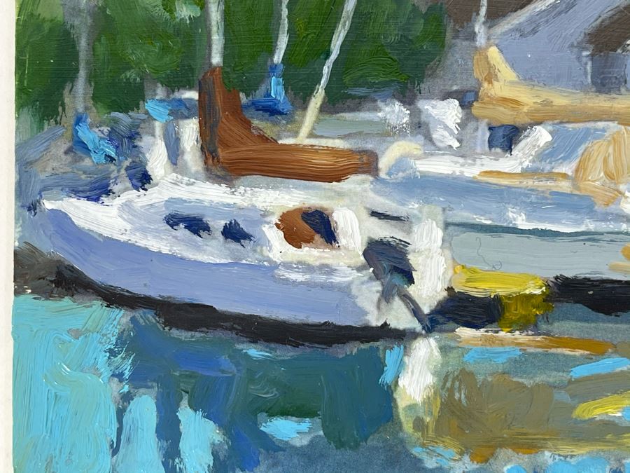 Original Plein Air Painting Of Jolly Roger Marina In Oceanside By Local California Impressionist Artist David Rickert 7 X 5 [Photo 3]