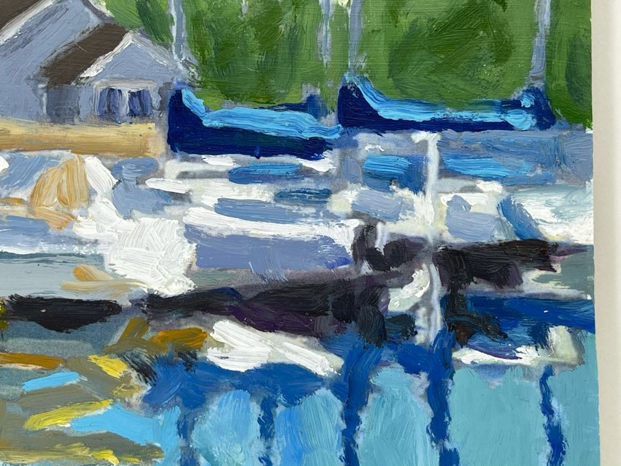 Original Plein Air Painting Of Jolly Roger Marina In Oceanside By Local California Impressionist Artist David Rickert 7 X 5 [Photo 5]