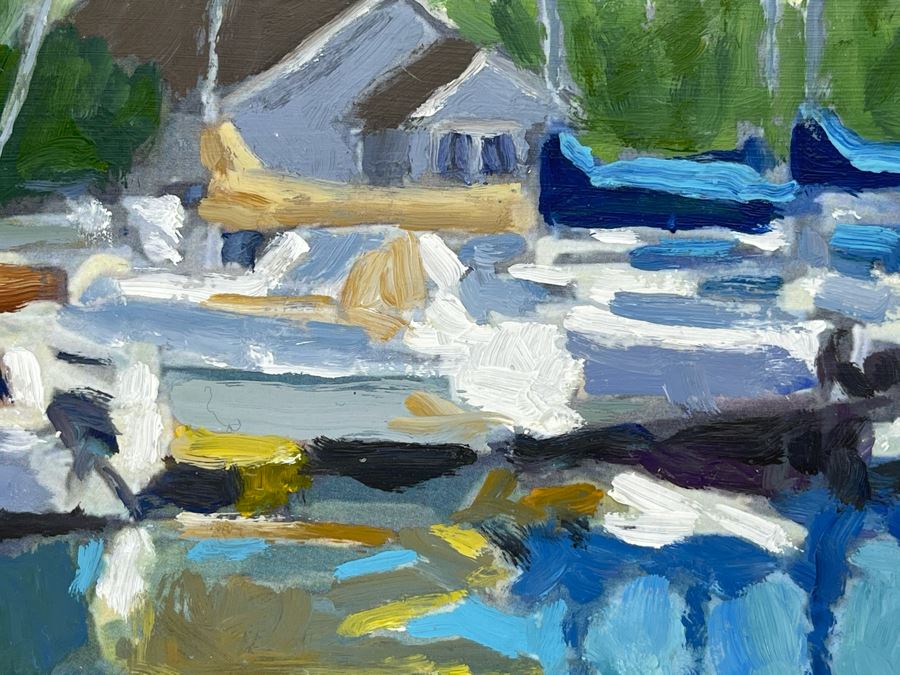 Original Plein Air Painting Of Jolly Roger Marina In Oceanside By Local California Impressionist Artist David Rickert 7 X 5 [Photo 4]