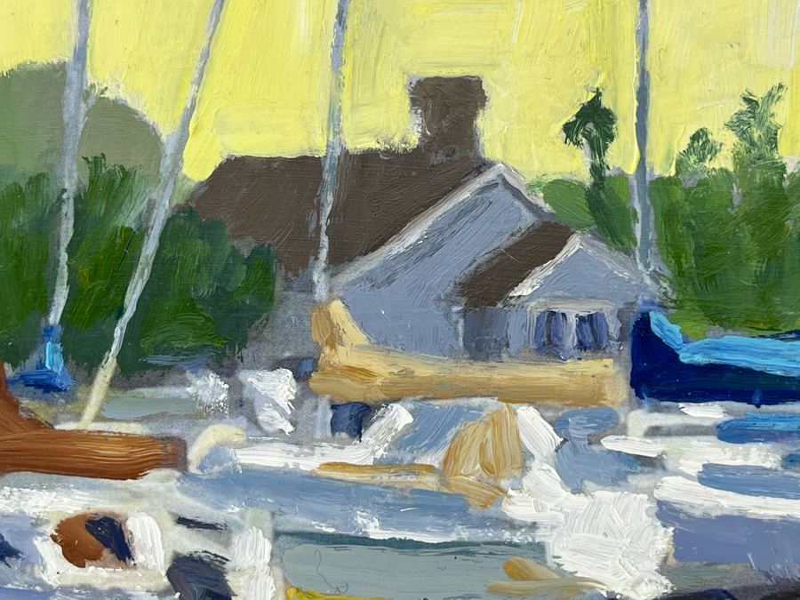 Original Plein Air Painting Of Jolly Roger Marina In Oceanside By Local California Impressionist Artist David Rickert 7 X 5 [Photo 6]