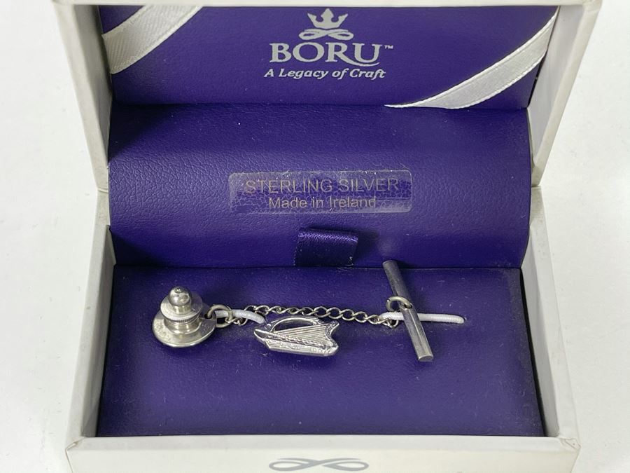 New Sterling Silver Irish Harp Tie Tack Retails $98 [Photo 4]