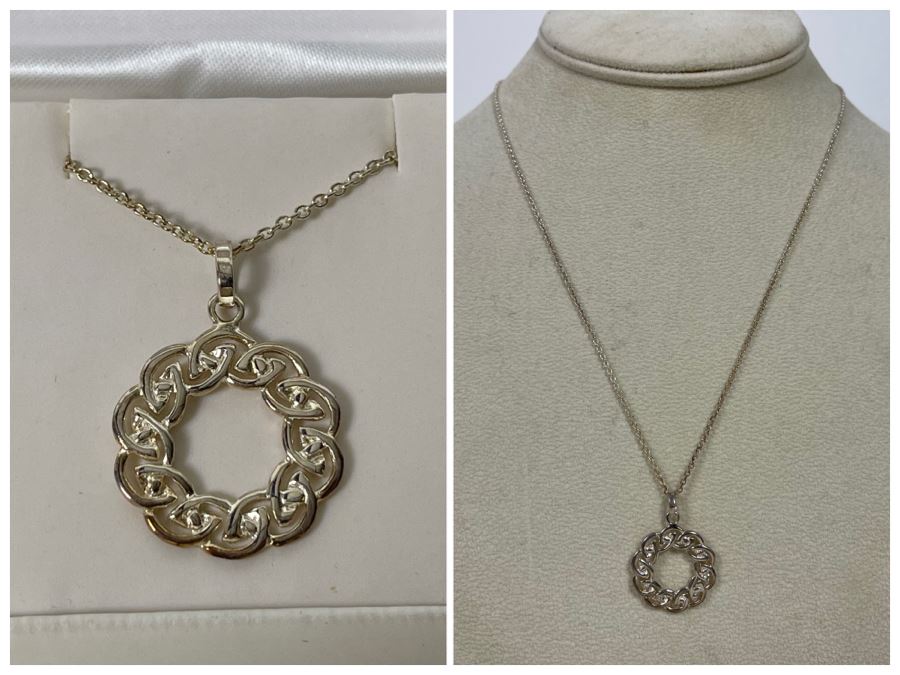 New Sterling Silver Irish Pendant With Italian Sterling Silver Chain Necklace Retails $70