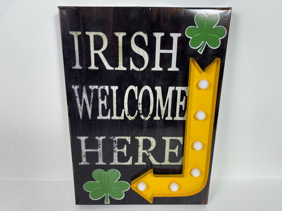 New Irish Metal Battery Lighted Sign 'Irish Welcome Here' 11 X 15 [Photo 2]