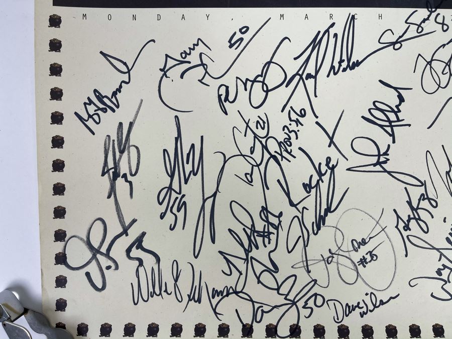 San Diego Chargers HAND SIGNED Poster For John Carney's 5th Annual Kicks On The Green Tournament 1997 - AUTOGRAPHS From Junior Seau, Stan Humphries, John Carney, Sean Salisbury - Apx 35 NFL Football Player Autographs 19 X 25 [Photo 13]