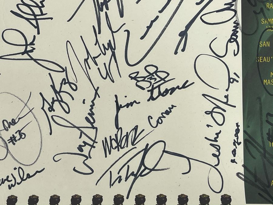 San Diego Chargers HAND SIGNED Poster For John Carney's 5th Annual Kicks On The Green Tournament 1997 - AUTOGRAPHS From Junior Seau, Stan Humphries, John Carney, Sean Salisbury - Apx 35 NFL Football Player Autographs 19 X 25 [Photo 10]