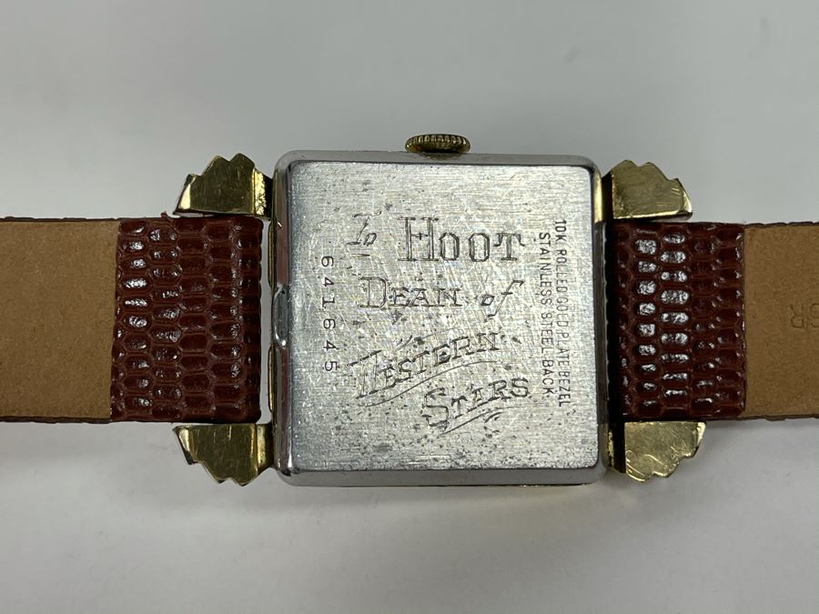 Hollywood Western Cowboy Star Hoot Gibson's Personal Engraved Vintage Benrus Watch 'To Hoot Dean Of Western Stars' With DVD Of Western Movies 'The Boiling Point' And 'Clearing The Range' [Photo 7]
