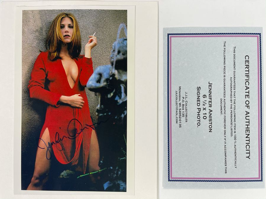 Hand Signed Jennifer Aniston Photograph Autographed With Certificate Of Authenticity 6.5 X 10