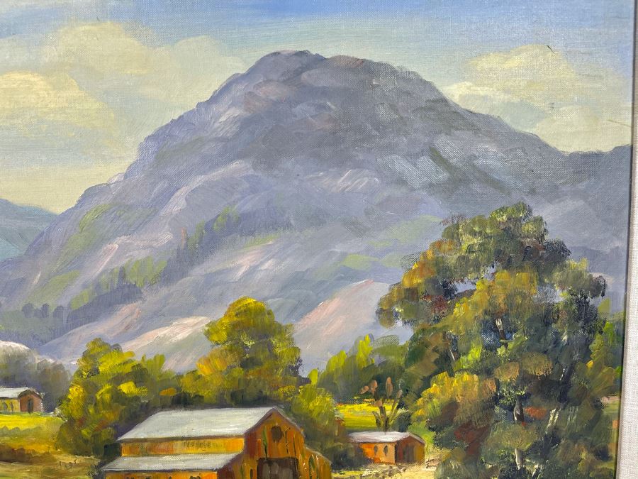 Original Plein Air Painting By Fred W. Cobley In Nice Gilded Wooden Picture Frame (Canvas Measures 23 X 17) [Photo 7]