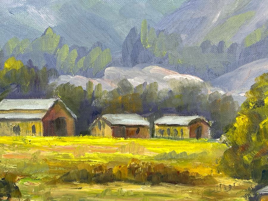 Original Plein Air Painting By Fred W. Cobley In Nice Gilded Wooden Picture Frame (Canvas Measures 23 X 17) [Photo 6]