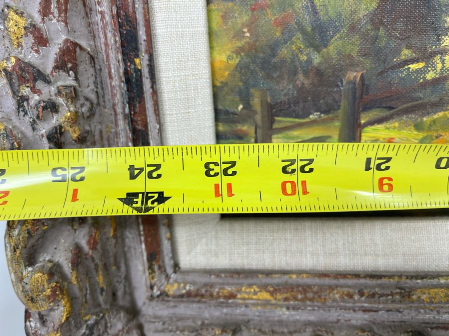 Original Plein Air Painting By Fred W. Cobley In Nice Gilded Wooden Picture Frame (Canvas Measures 23 X 17) [Photo 11]