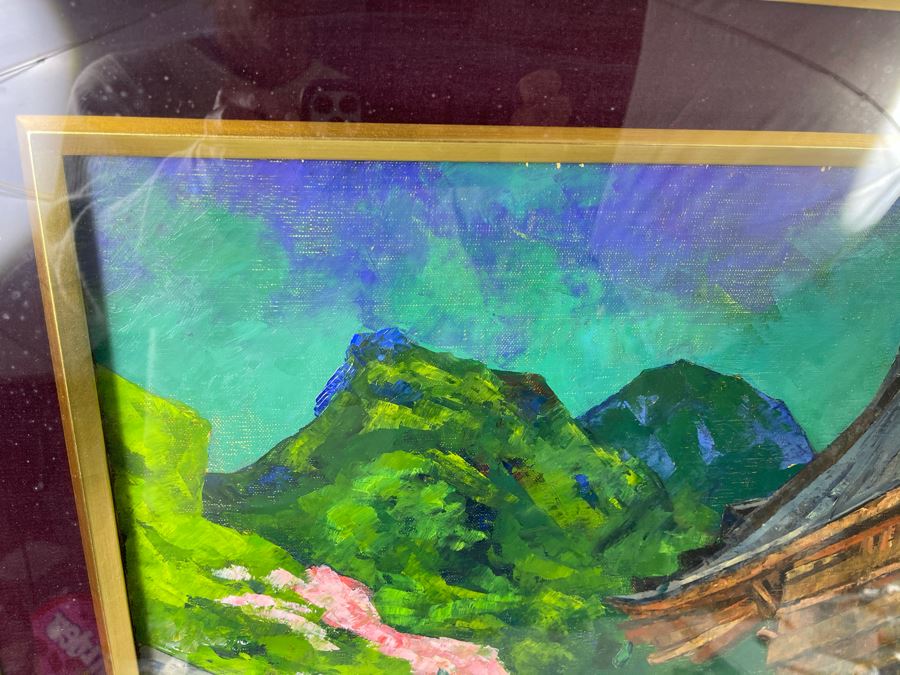 Original Signed Japanese The Hase Temple (Nara, Japan) Shadowbox Framed Painting By Koji Asoda From Yokohama, Japan 19 X 24 [Photo 9]