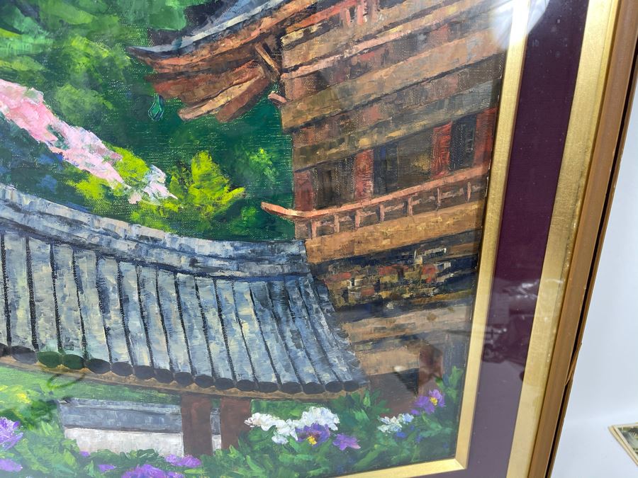 Original Signed Japanese The Hase Temple (Nara, Japan) Shadowbox Framed Painting By Koji Asoda From Yokohama, Japan 19 X 24 [Photo 6]