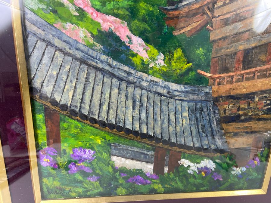 Original Signed Japanese The Hase Temple (Nara, Japan) Shadowbox Framed Painting By Koji Asoda From Yokohama, Japan 19 X 24 [Photo 7]