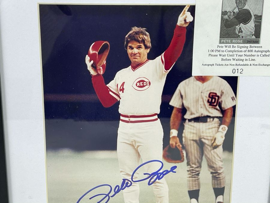 Pete Rose Autograph Hand Signed Photograph With Autograph Ticket ...