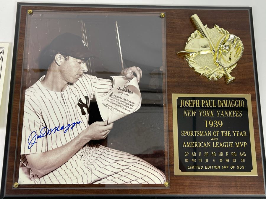 A Joe DiMaggio Signed Autograph Jersey Presentation Formerly Displayed at  Ditka's Restaurant