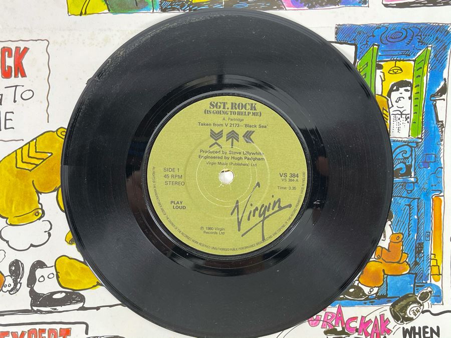 Vintage 1980 XTC Virgin Records Living Through Another Cuba / Generals And Majors / Taken From V 2173 - 'Black Sea' 45RPM Vinyl Record With XTC Poster [Photo 2]