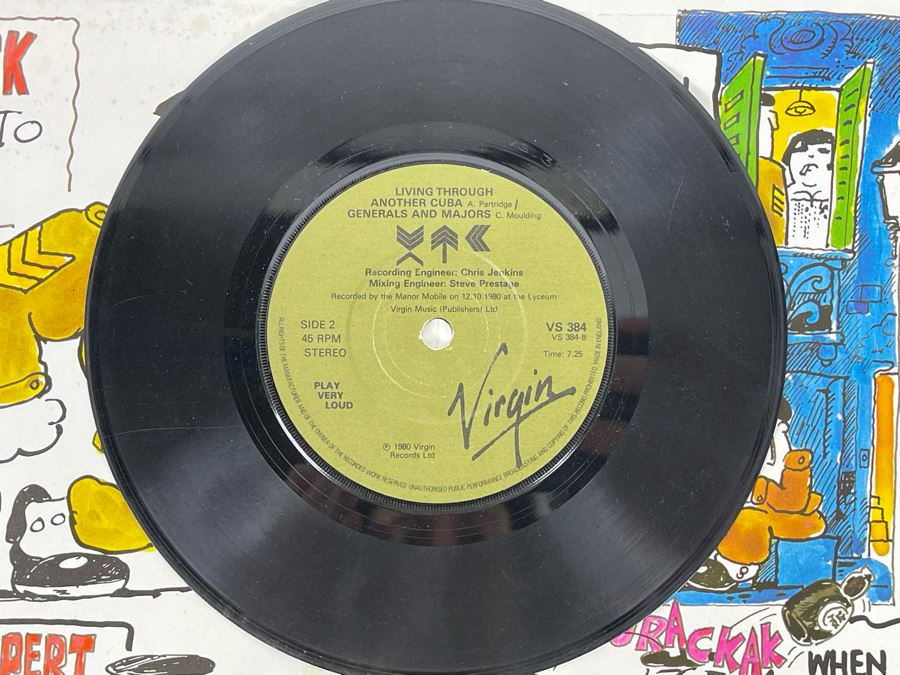 Vintage 1980 XTC Virgin Records Living Through Another Cuba / Generals And Majors / Taken From V 2173 - 'Black Sea' 45RPM Vinyl Record With XTC Poster [Photo 4]