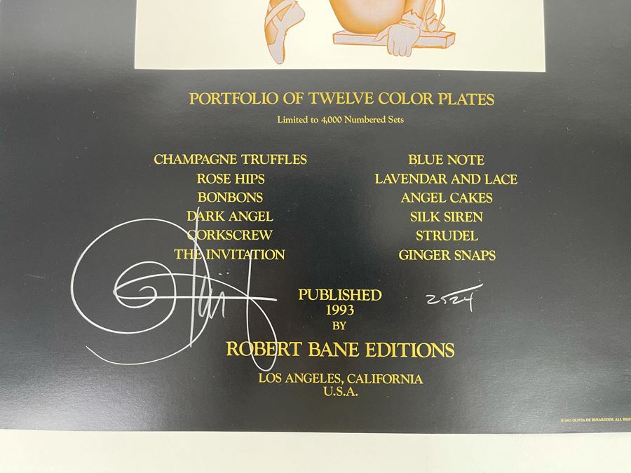 Signed Olivia de Berardinis The Pin-Up Collection Limited Edition Portfolio #2524/4000 (Robert Bane Edition, 1993) Eleven 16' X 20' Color Plates Total Plus Signed Cover Plate (Missing One Plate) 12 Plates Total - See Photos [Photo 4]