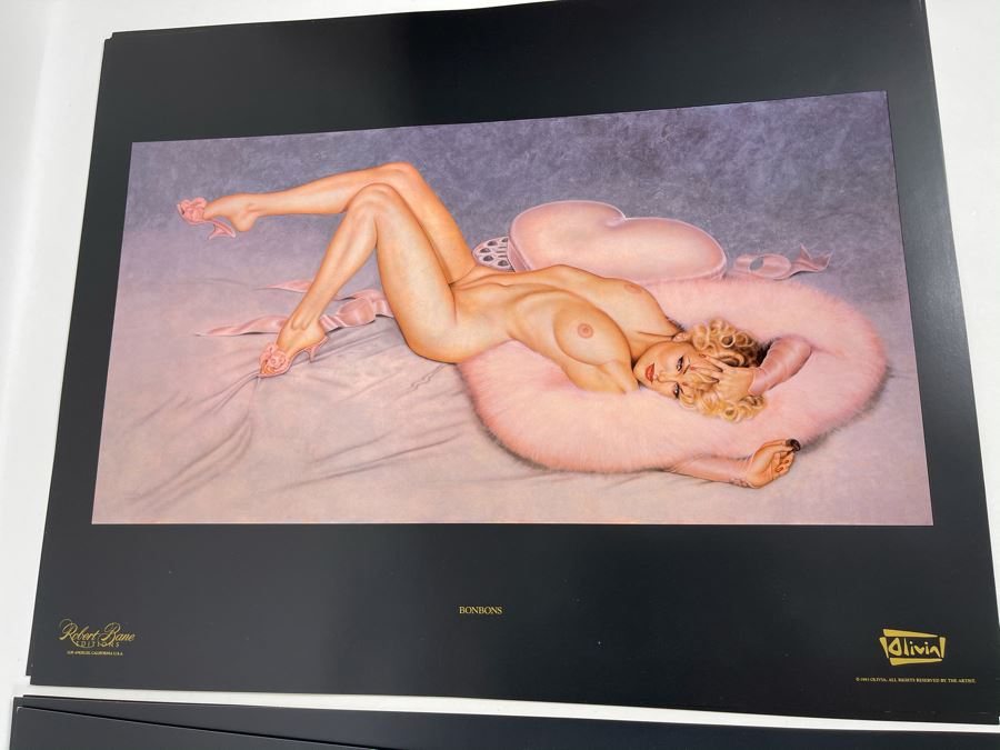 Signed Olivia de Berardinis The Pin-Up Collection Limited Edition Portfolio #2524/4000 (Robert Bane Edition, 1993) Eleven 16' X 20' Color Plates Total Plus Signed Cover Plate (Missing One Plate) 12 Plates Total - See Photos [Photo 15]