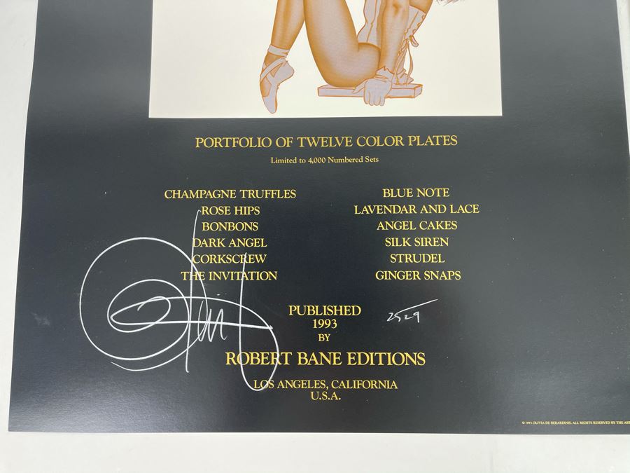 Signed Olivia de Berardinis The Pin-Up Collection Limited Edition Portfolio #2525/4000 (Robert Bane Edition, 1993) Eleven 16' X 20' Color Plates Total Plus Signed Cover Plate (Missing Six Plates) 7 Plates Total - See Photos [Photo 3]