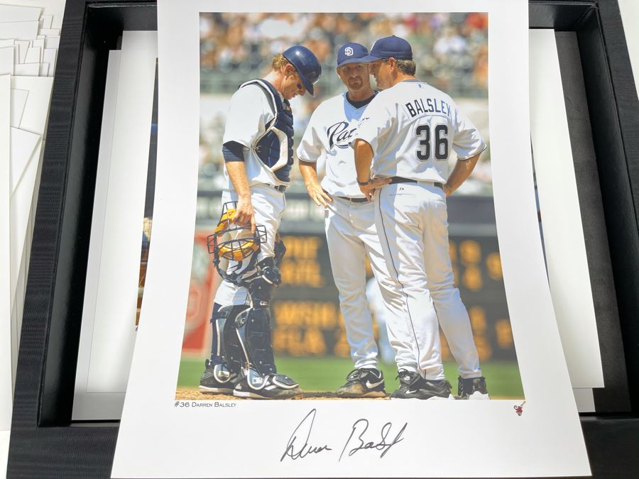 HUGE Hand Signed Autograph Collection Of MLB San Diego Padres Baseball Players 8 X 10 Signed Photographs 2005 Roster In Presentation Box: Trevor Hoffman (HOF), Bruce Bochy, Ryan Klesko, Chan Ho Park, Jake Peavy, Khalil Greene (46 Autographs - See Photos) [Photo 52]