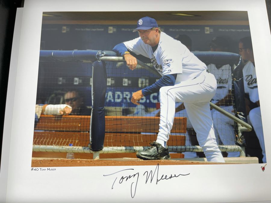 HUGE Hand Signed Autograph Collection Of MLB San Diego Padres Baseball Players 8 X 10 Signed Photographs 2005 Roster In Presentation Box: Trevor Hoffman (HOF), Bruce Bochy, Ryan Klesko, Chan Ho Park, Jake Peavy, Khalil Greene (46 Autographs - See Photos) [Photo 53]