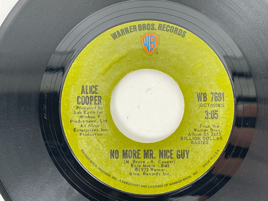 Vintage 1973 Alice Cooper No More Mr. Nice Guy 45RPM Vinyl Record [Photo 2]
