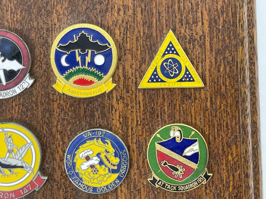 Commader Light Attack Wing Pacific Fleet Plaque Presented To RADM. William H. Harris With 22 Navy Fighter Pilot Squadron Pins 11 X 15 [Photo 7]