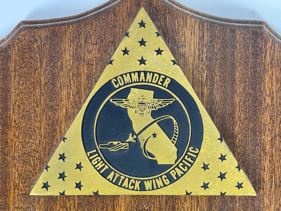 Commader Light Attack Wing Pacific Fleet Plaque Presented To RADM. William H. Harris With 22 Navy Fighter Pilot Squadron Pins 11 X 15 [Photo 4]