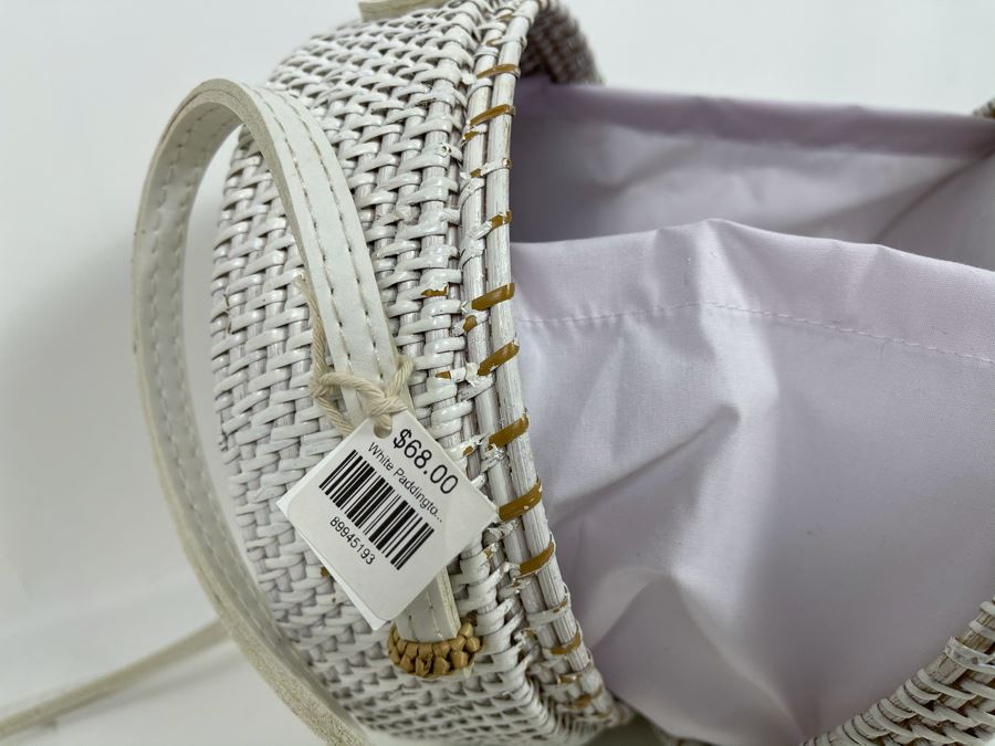 White Paddington Woven Handbag 8'R Retails $68 [Photo 4]
