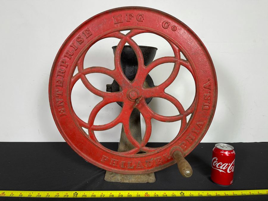 Antique Cast Iron Coffee Grinder Mill Grinding Wheel By Enterprise Mfg Co Philadelphia, PA No. 750 19.5'R Wheel X 21'H X 16'D [Photo 15]