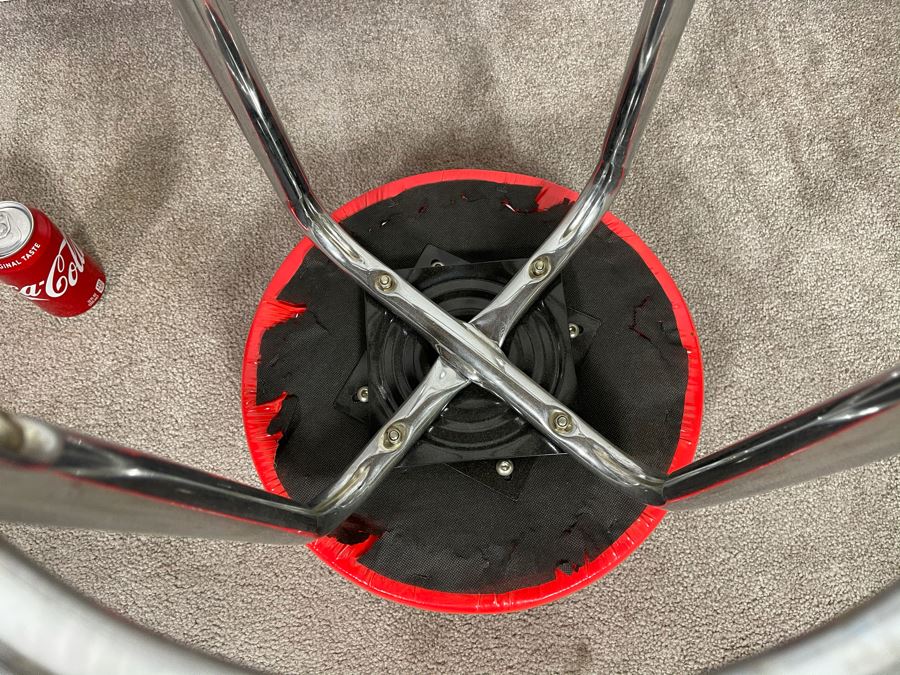 Set Of Three Modern Chrome Coca-Cola Swivel Barstools 29'H [Photo 8]