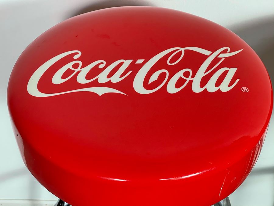 Set Of Three Modern Chrome Coca-Cola Swivel Barstools 29'H [Photo 4]