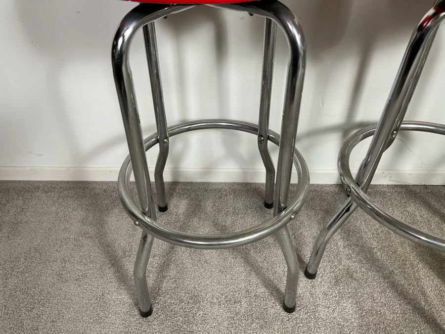 Set Of Three Modern Chrome Coca-Cola Swivel Barstools 29'H [Photo 5]