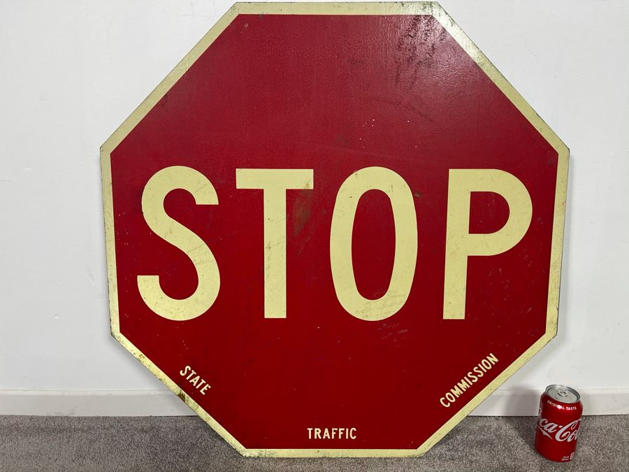 Vintage Wooden STOP Sign State Road Traffic Commission Road Sign 30' X 30' [Photo 2]