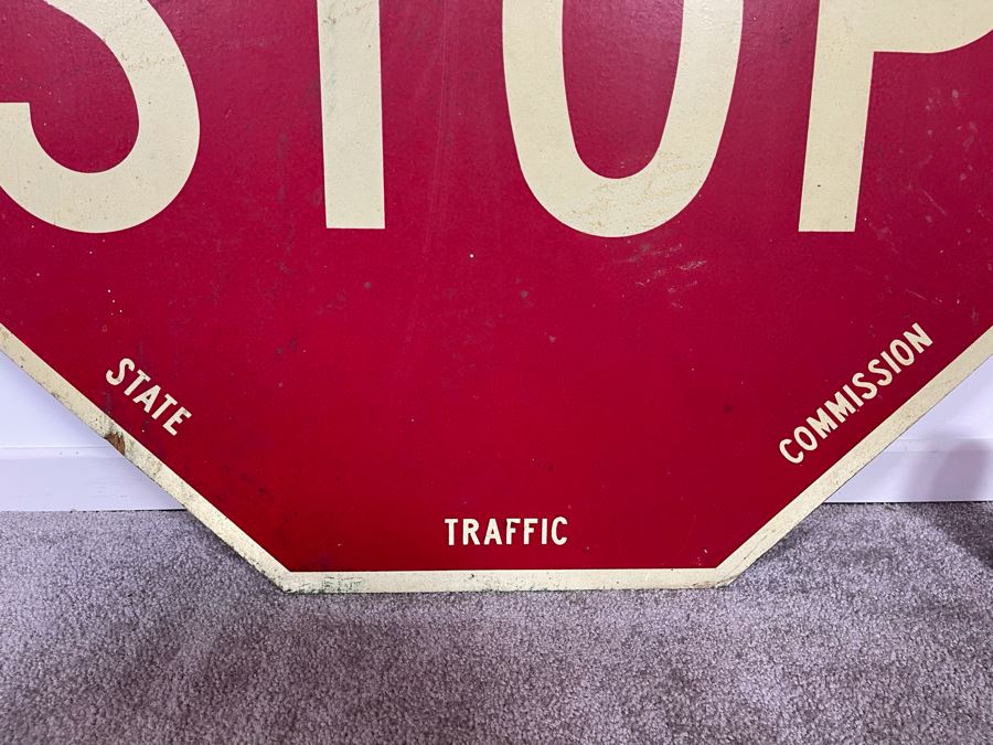 Vintage Wooden STOP Sign State Road Traffic Commission Road Sign 30' X 30' [Photo 6]