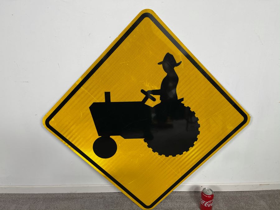 Metal Yellow & Black Reflective Tractor Crossing Road Traffic Sign 40.5'W X 40.5'H [Photo 2]