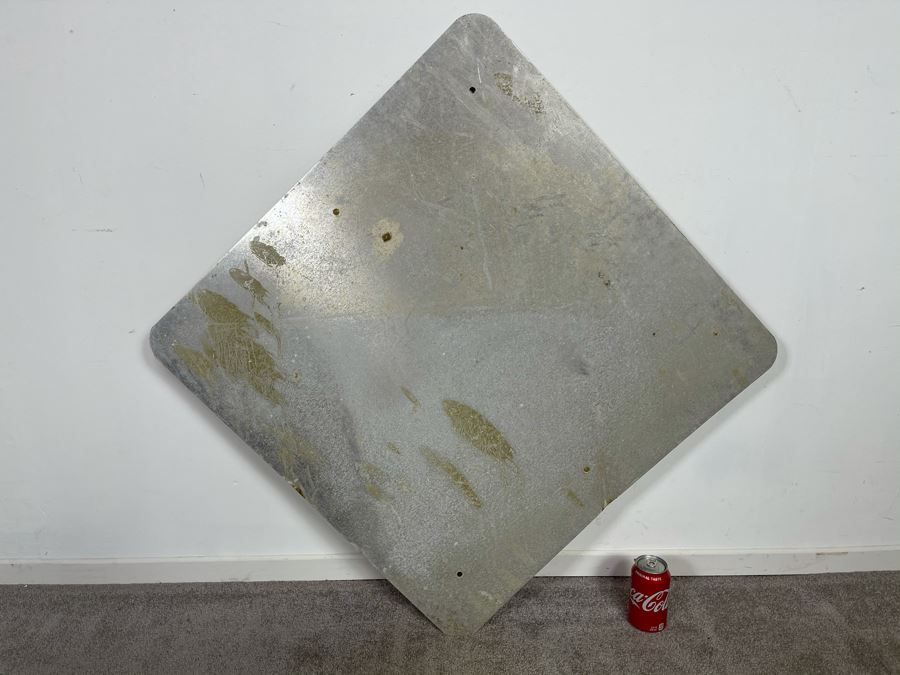 Vintage Metal Yellow & Black Reflective Slippery Road Traffic Sign 41'W X 41'H [Photo 5]