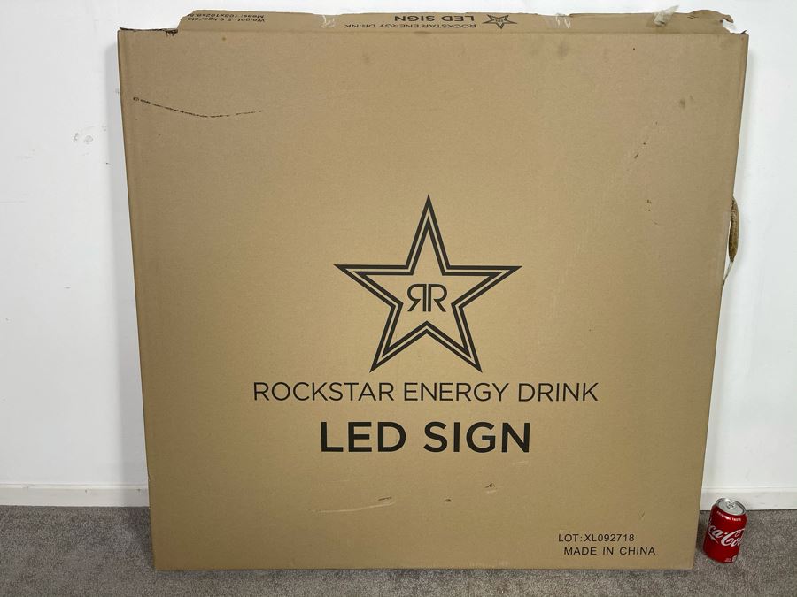 New With Box Rockstar Energy Drink Large LED Lighted Sign With Box And Metal Hanger Hardware 40'W X 38'H [Photo 3]
