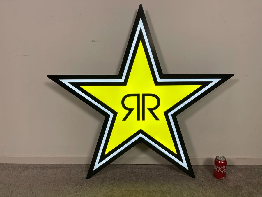 New With Box Rockstar Energy Drink Large LED Lighted Sign With Box And Metal Hanger Hardware 40'W X 38'H [Photo 7]