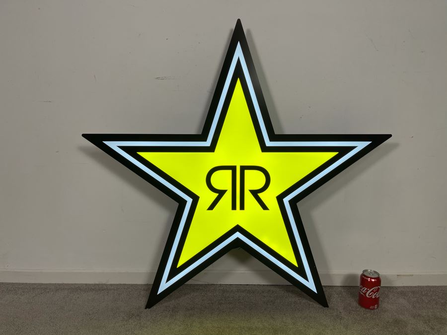 New With Box Rockstar Energy Drink Large LED Lighted Sign With Box And Metal Hanger Hardware 40'W X 38'H [Photo 6]