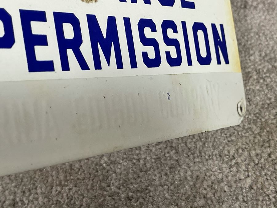 Vintage Porcelain Metal Sign 'Danger No Admittance Without Permission - Southern California Edison Company' 14 X 6 [Photo 6]