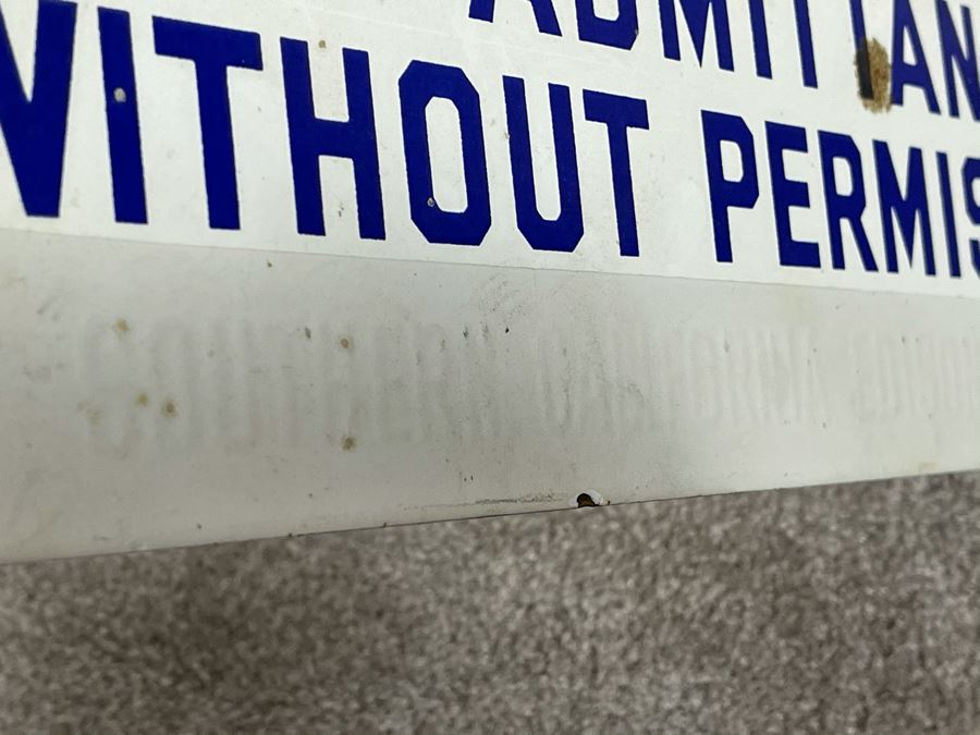 Vintage Porcelain Metal Sign 'Danger No Admittance Without Permission - Southern California Edison Company' 14 X 6 [Photo 4]